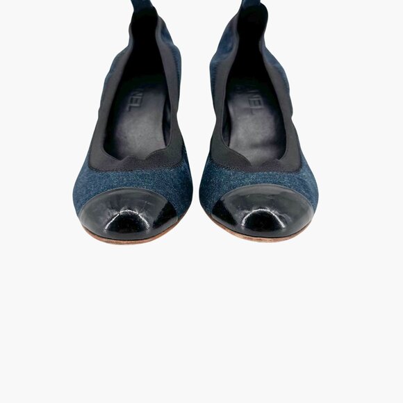 Chanel Elastic CC Logo Blue Denim Pumps High Heels Size 39 US 8-8.5 Women - Picture 6 of 16